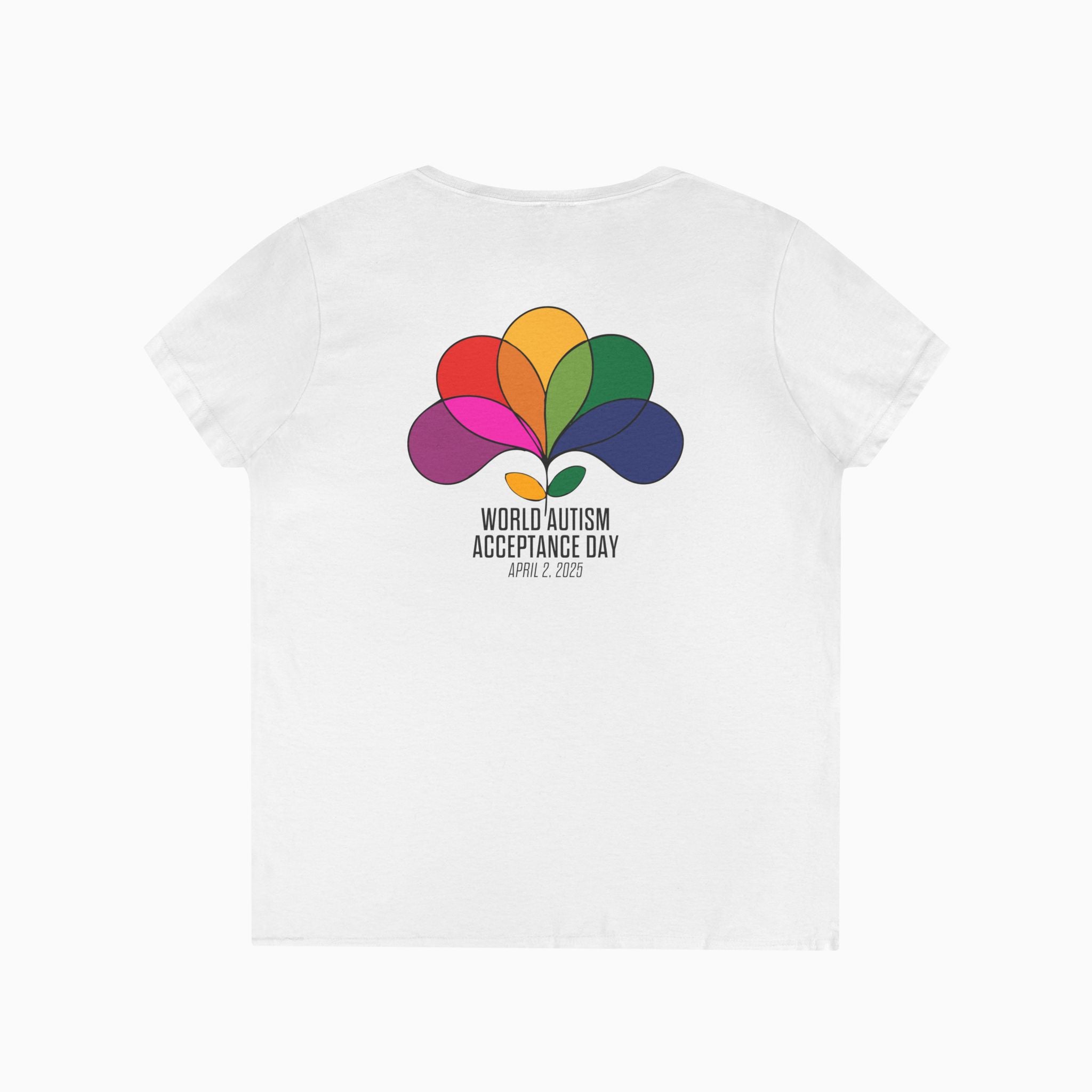 Autism Awareness 2025 - Spectrum in Bloom Ladies V-Neck T-Shirt