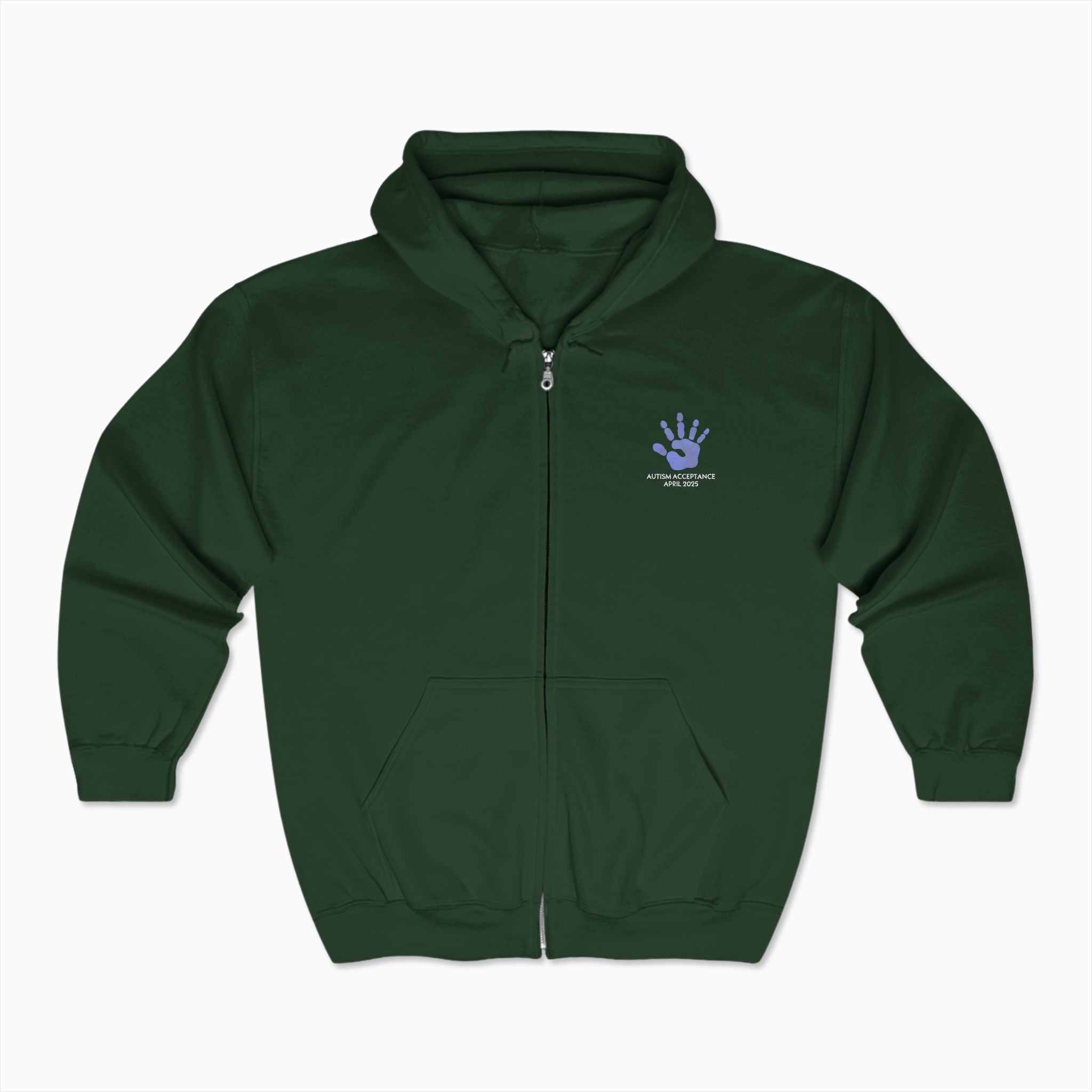 Autism Awareness 2025 - Affirmations Handprints Zip Up Hoodie