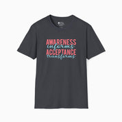Awareness Informs Acceptance Transforms Tee-Dark Heather Grey-Neurodiversity, ADHD & Autism Awareness & Acceptance T-Shirt by Daily Bloom