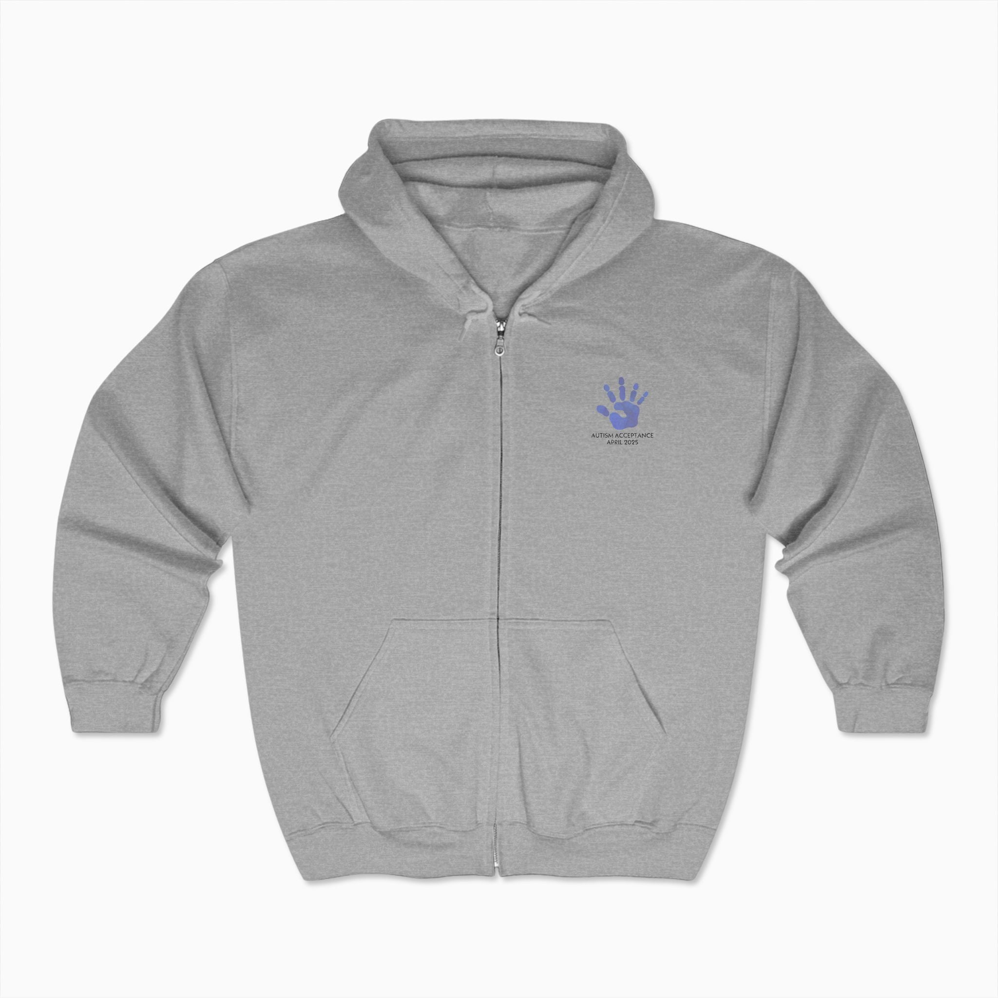 Autism Awareness 2025 - Affirmations Handprints Zip Up Hoodie