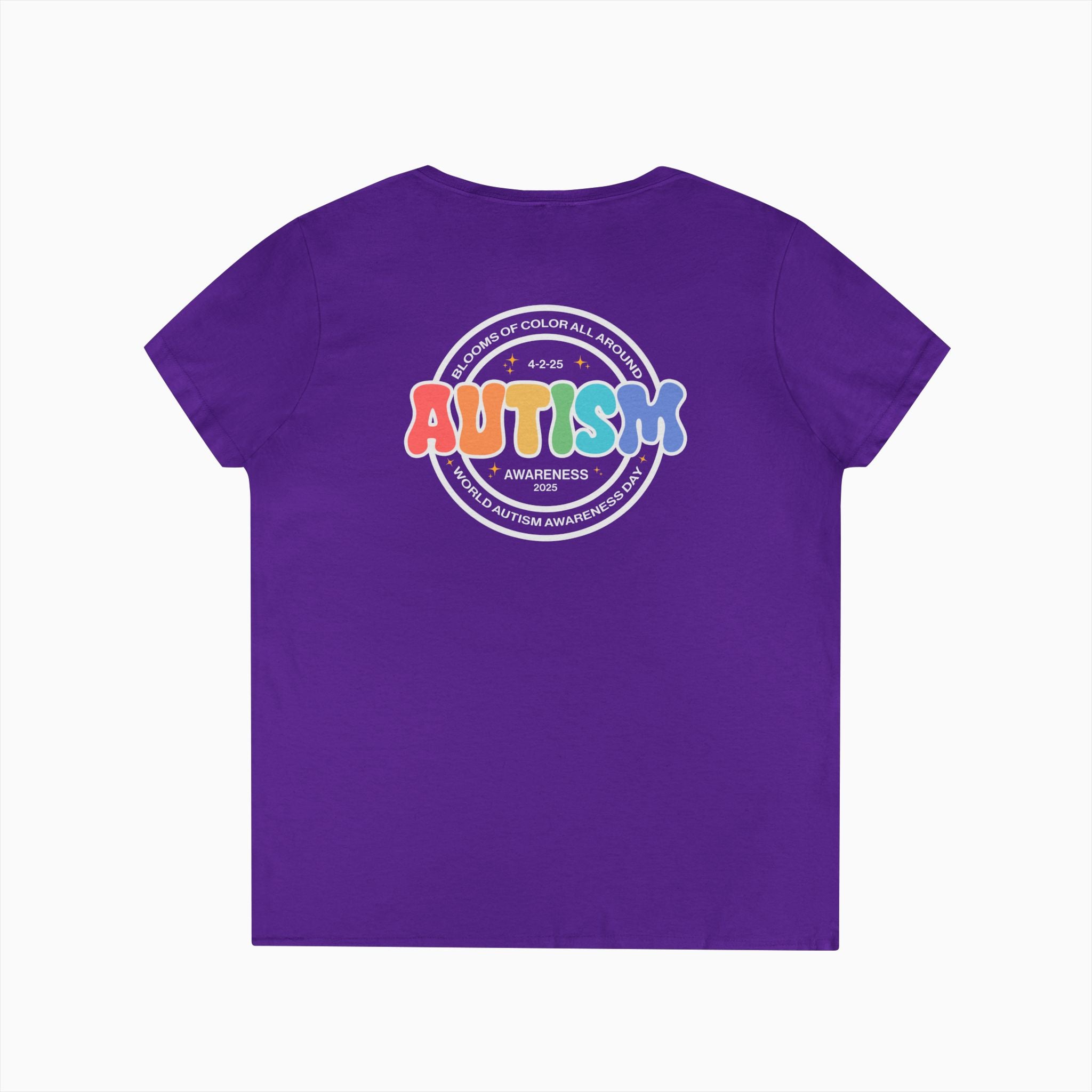 Autism Awareness 2025 - Blooms of Color All Around Ladies V-Neck T-Shirt