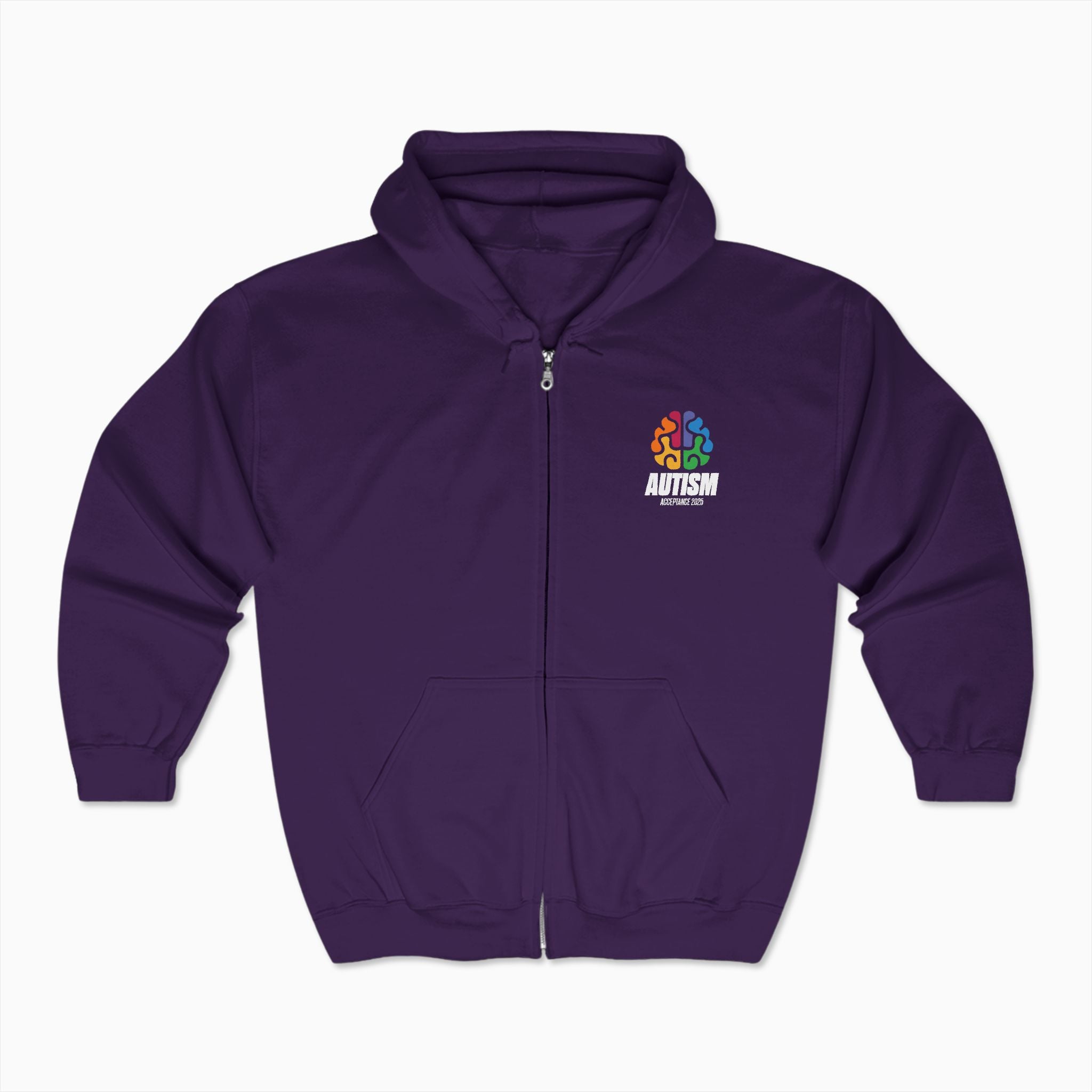 Autism Awareness 2025 - Brainbow Zip Up Hoodie