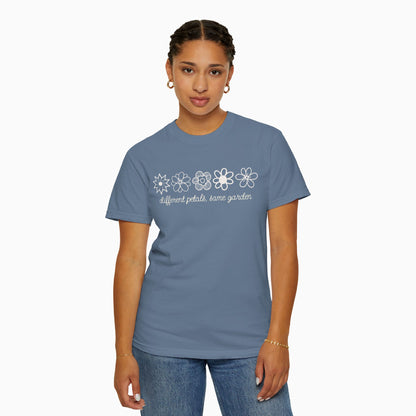 Different Petals Same Garden Flower Sketches Comfort Colors Tee