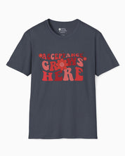 Acceptance Grows Here Groovy-Heather Navy-Neurodiversity, ADHD & Autism Awareness & Acceptance T-Shirt by Daily Bloom