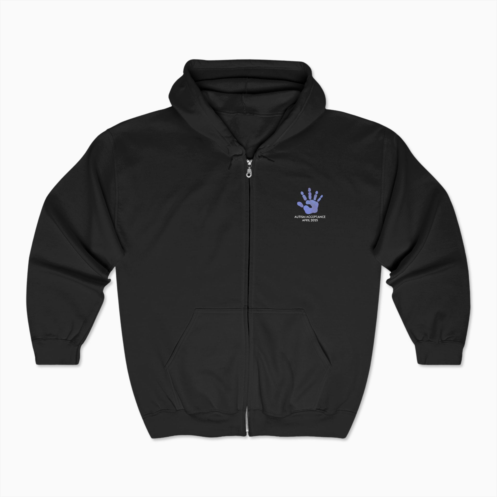 Autism Awareness 2025 - Affirmations Handprints Zip Up Hoodie