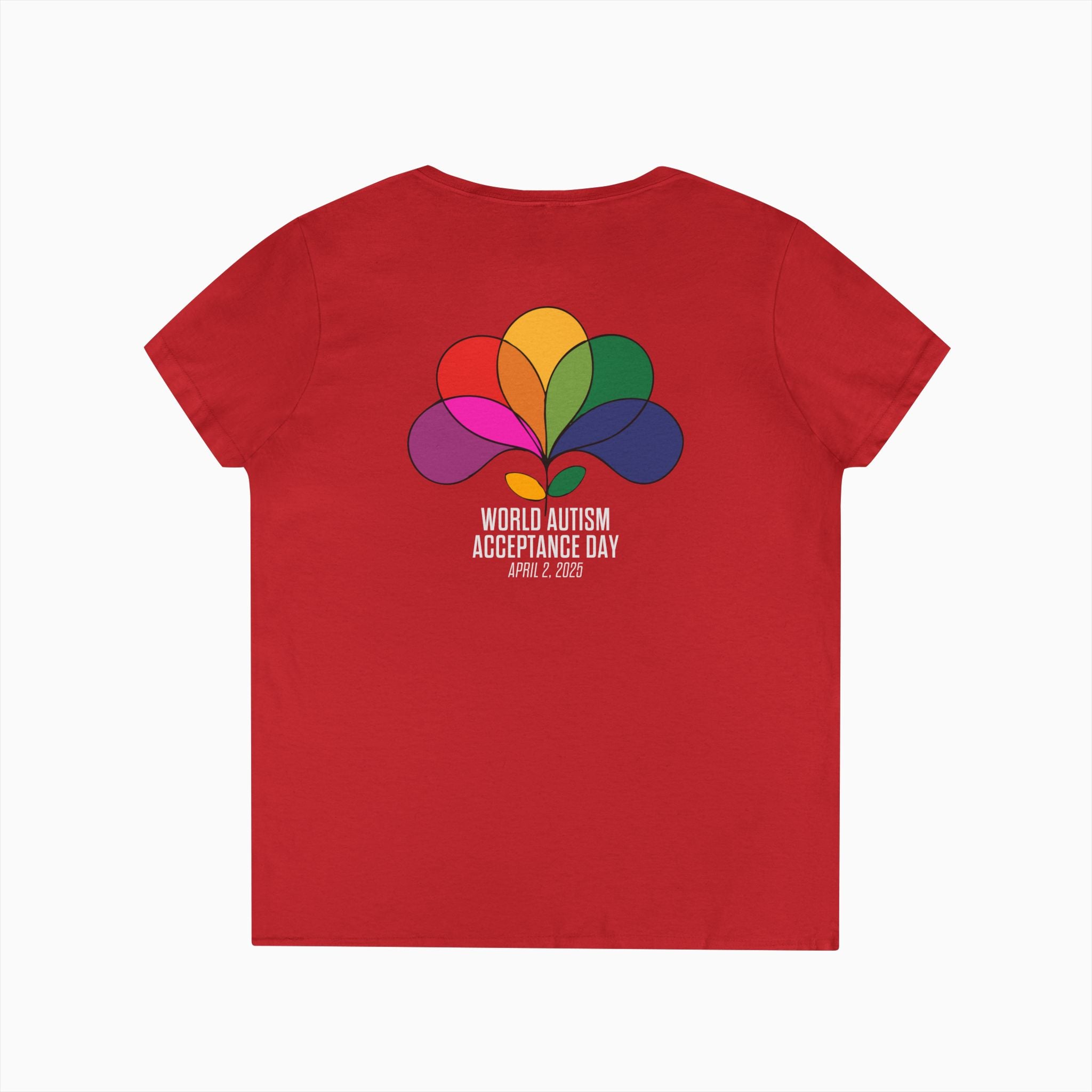Autism Awareness 2025 - Spectrum in Bloom Ladies V-Neck T-Shirt