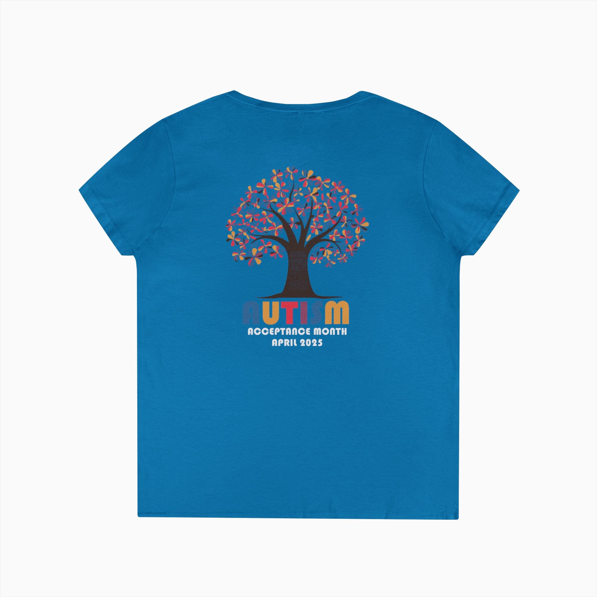 Autism Awareness 2025 - Tree of Acceptance Ladies V-Neck T-Shirt