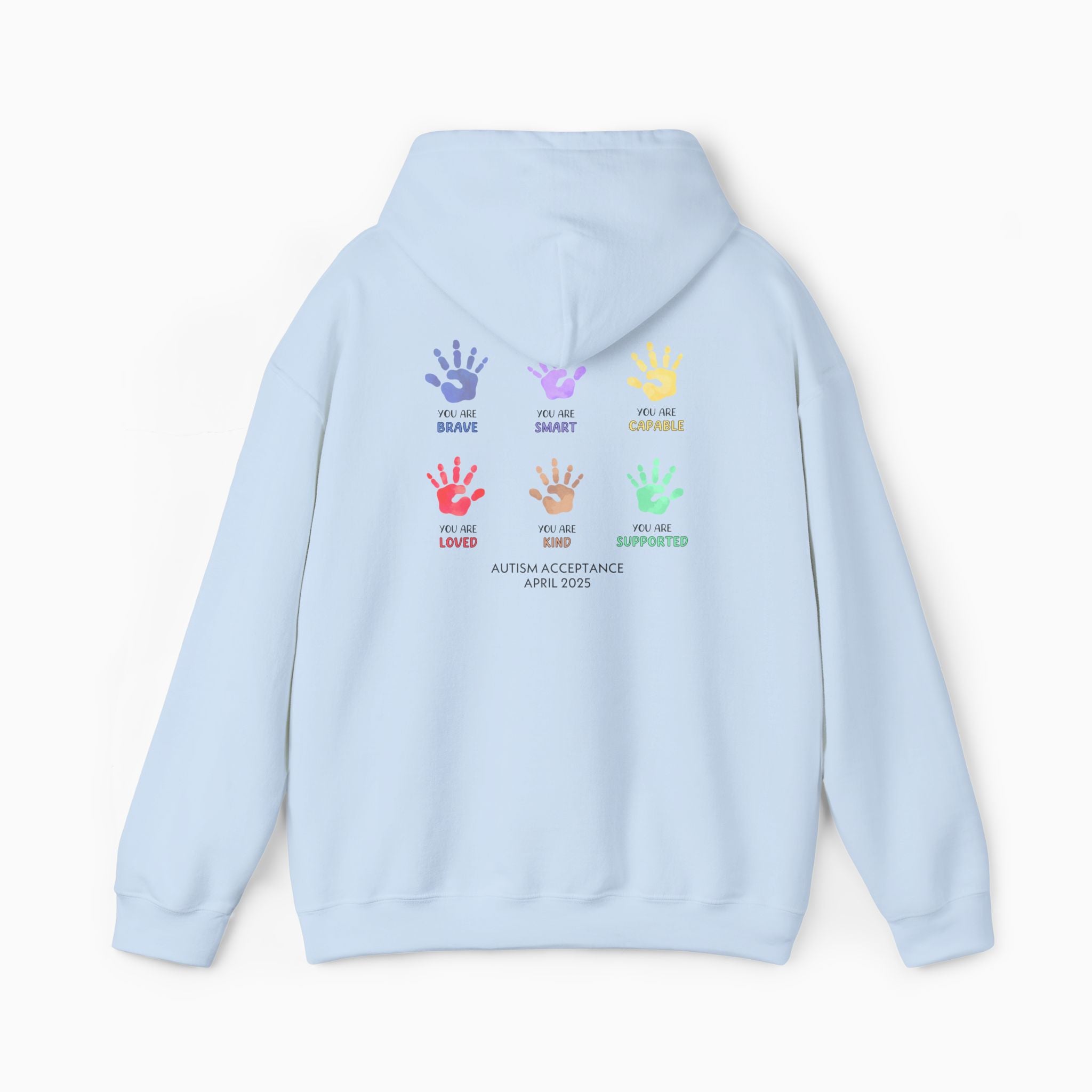 Autism Awareness 2025 - Affirmation Handprints Hoodie