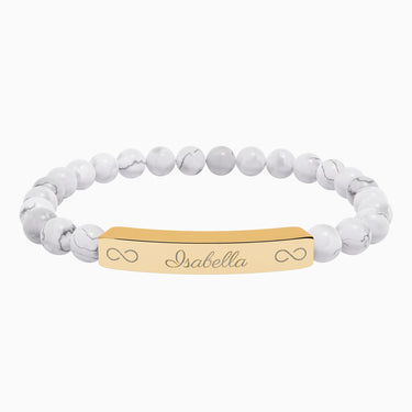 Autism Accessories - Infinitely Loved Gemstone Bracelet with Personalized Name Engraving - Daily Bloom