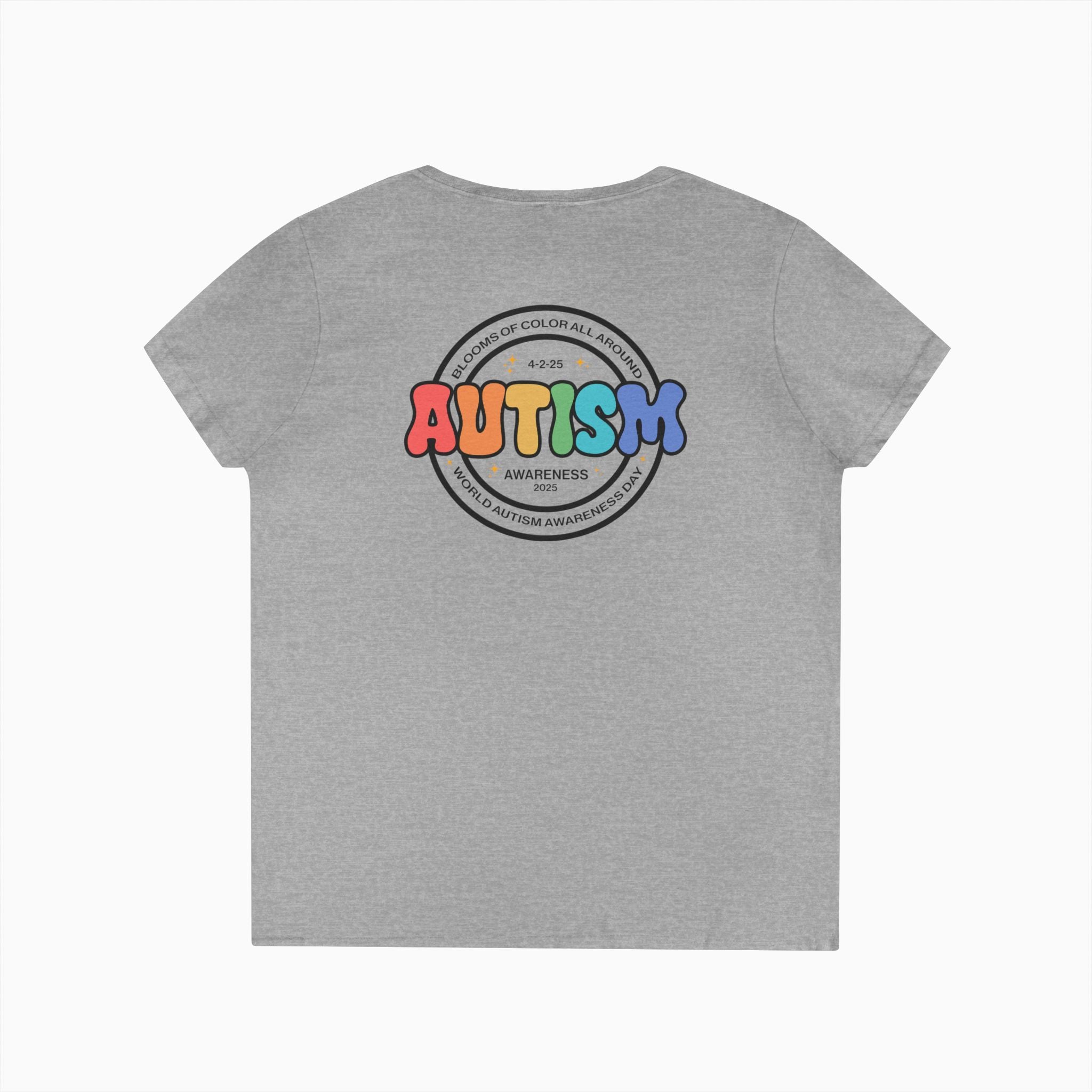 Autism Awareness 2025 - Blooms of Color All Around Ladies V-Neck T-Shirt