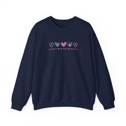 Advocate Support Empower Love Hearts Sweatshirt