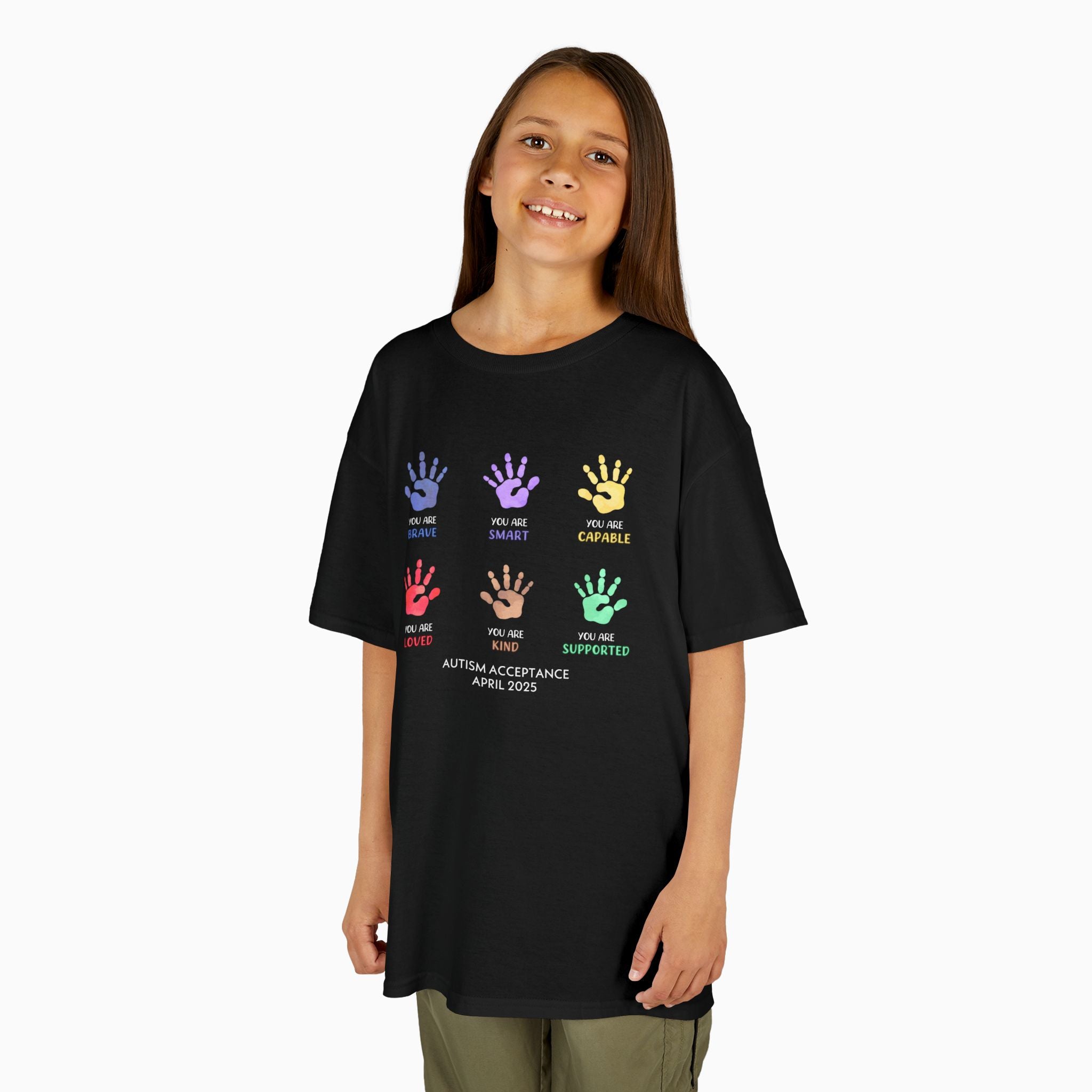 Autism Awareness 2025 - Affirmation Handprints Youth T-Shirt