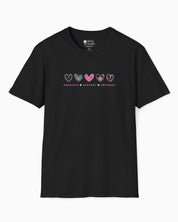 Advocate Support Empower Love Hearts Tee-Black-Neurodiversity, ADHD & Autism Awareness & Acceptance T-Shirt by Daily Bloom