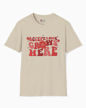 Acceptance Grows Here Groovy-Sand-Neurodiversity, ADHD & Autism Awareness & Acceptance T-Shirt by Daily Bloom
