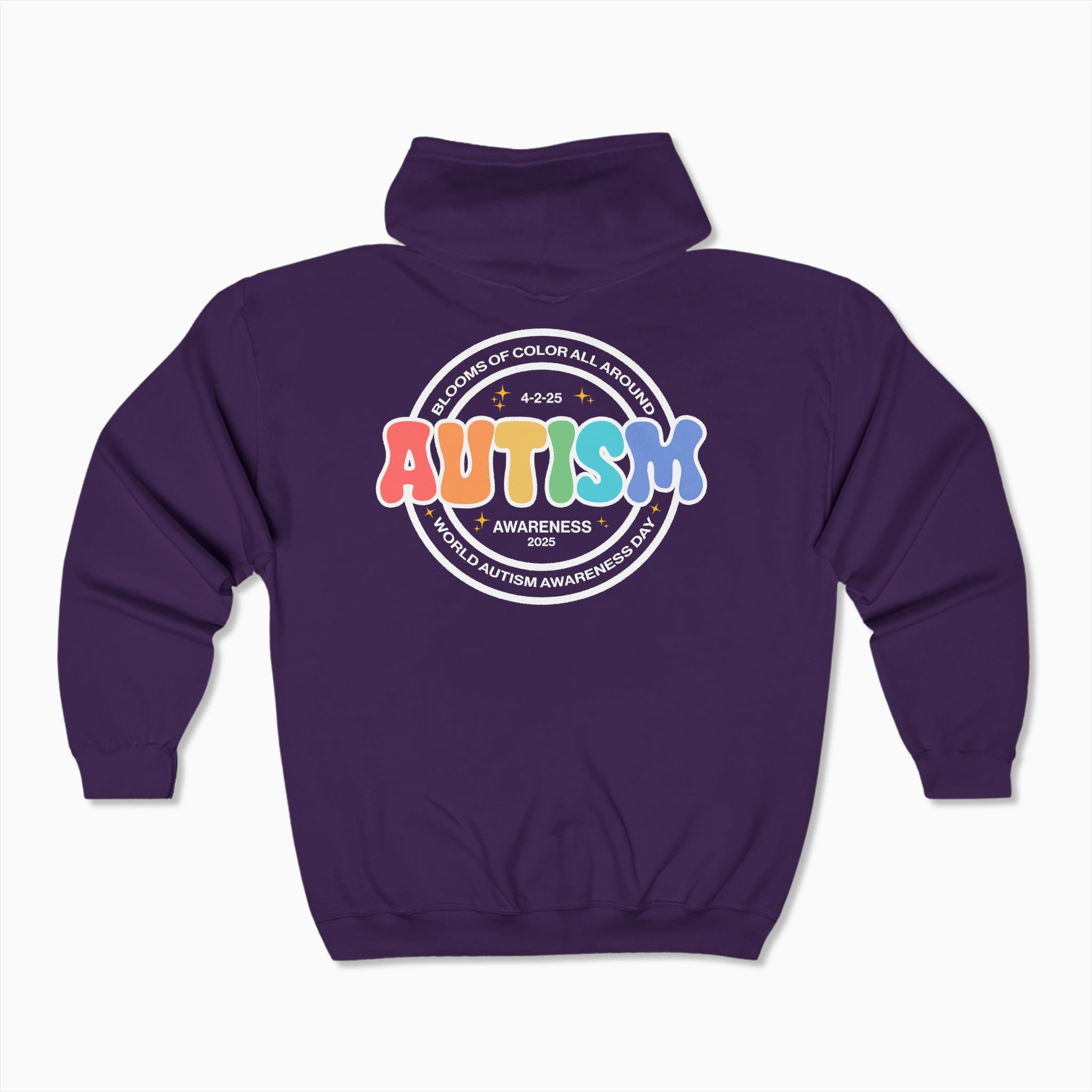 Autism Awareness 2025 - Blooms of Color All Around Zip Up Hoodie