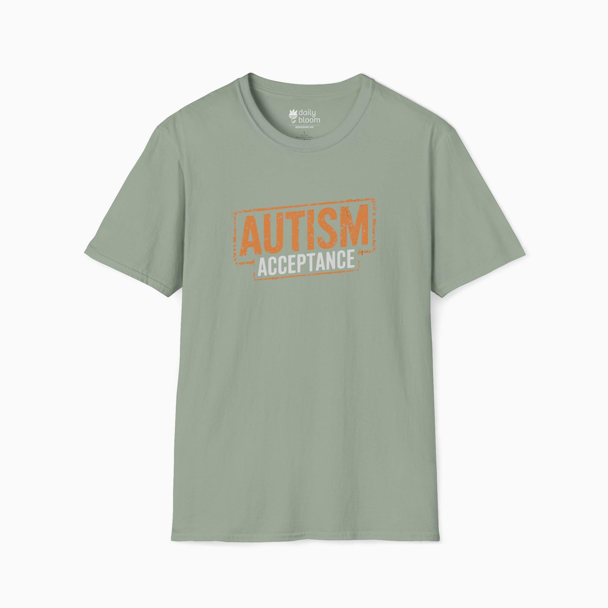 Autism Acceptance Graffiti Tee-Sage-Neurodiversity, ADHD & Autism Awareness & Acceptance T-Shirt by Daily Bloom