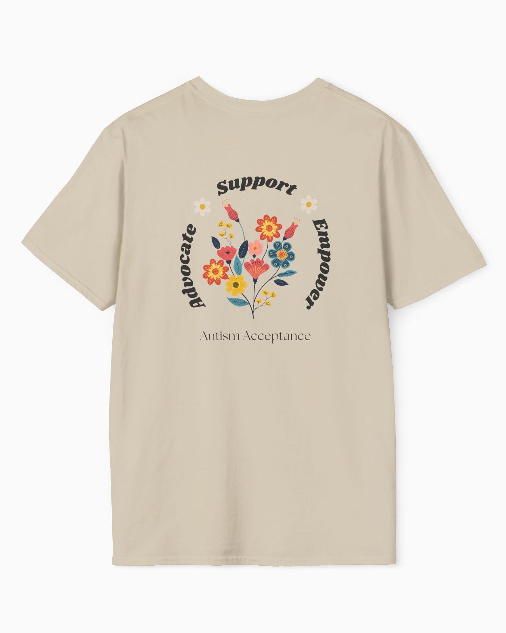 Advocate Support Empower Tee-Neurodiversity, ADHD & Autism Awareness & Acceptance T-Shirt by Daily Bloom