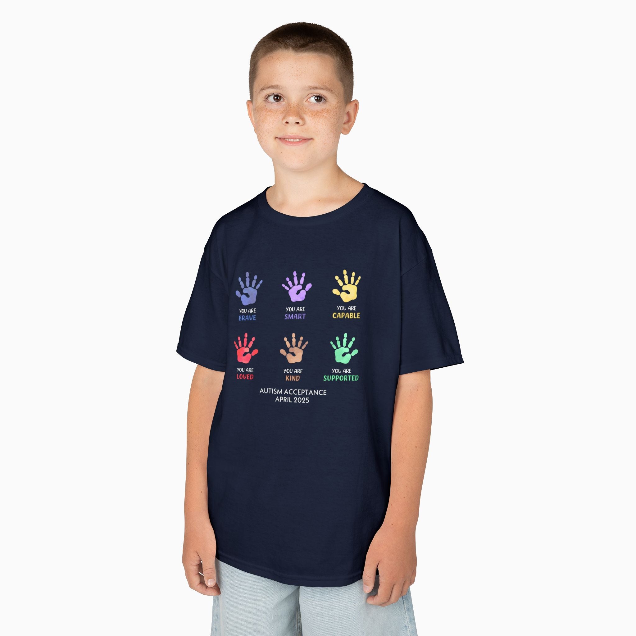 Autism Awareness 2025 - Affirmation Handprints Youth T-Shirt
