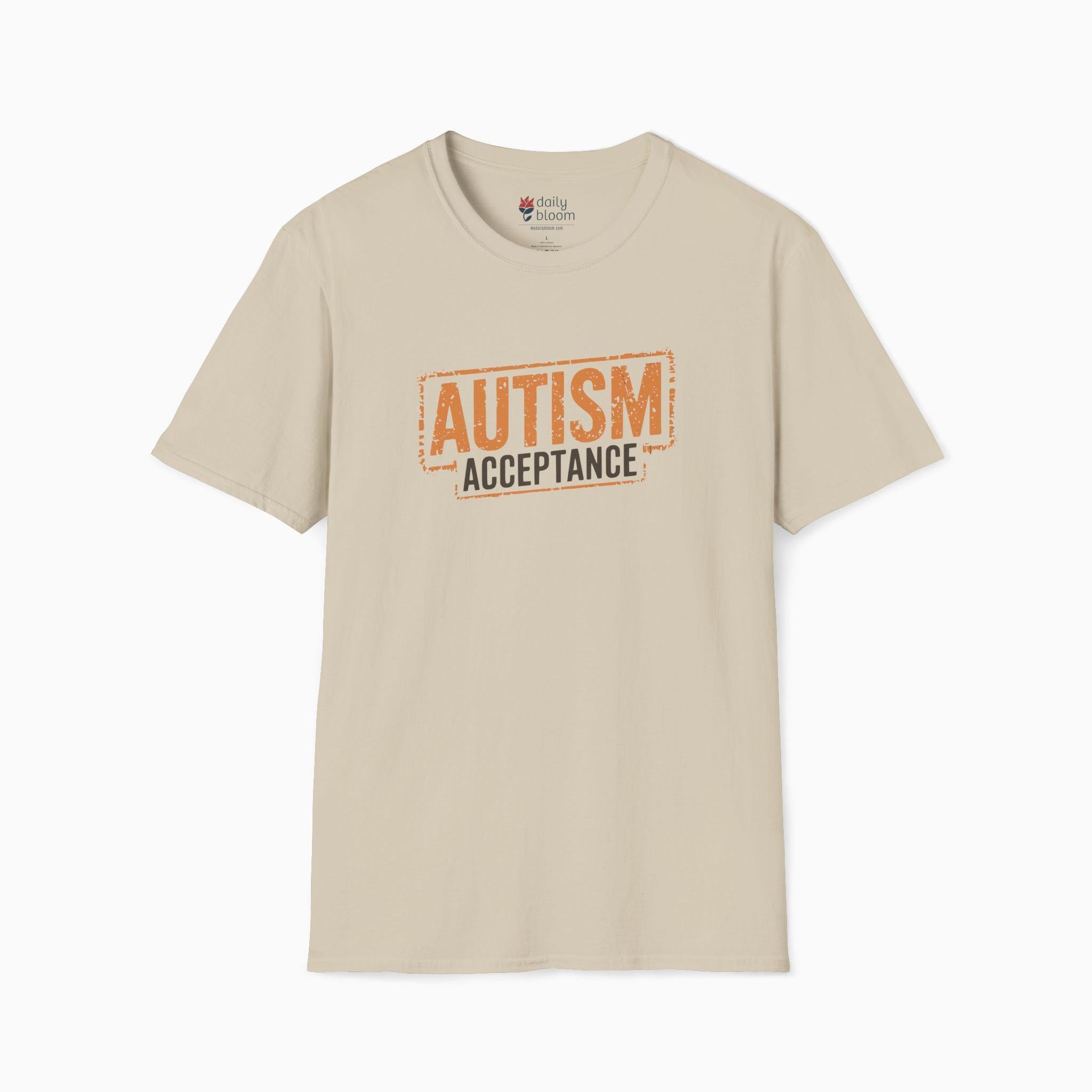 Autism Acceptance Graffiti Tee-Sand-Neurodiversity, ADHD & Autism Awareness & Acceptance T-Shirt by Daily Bloom