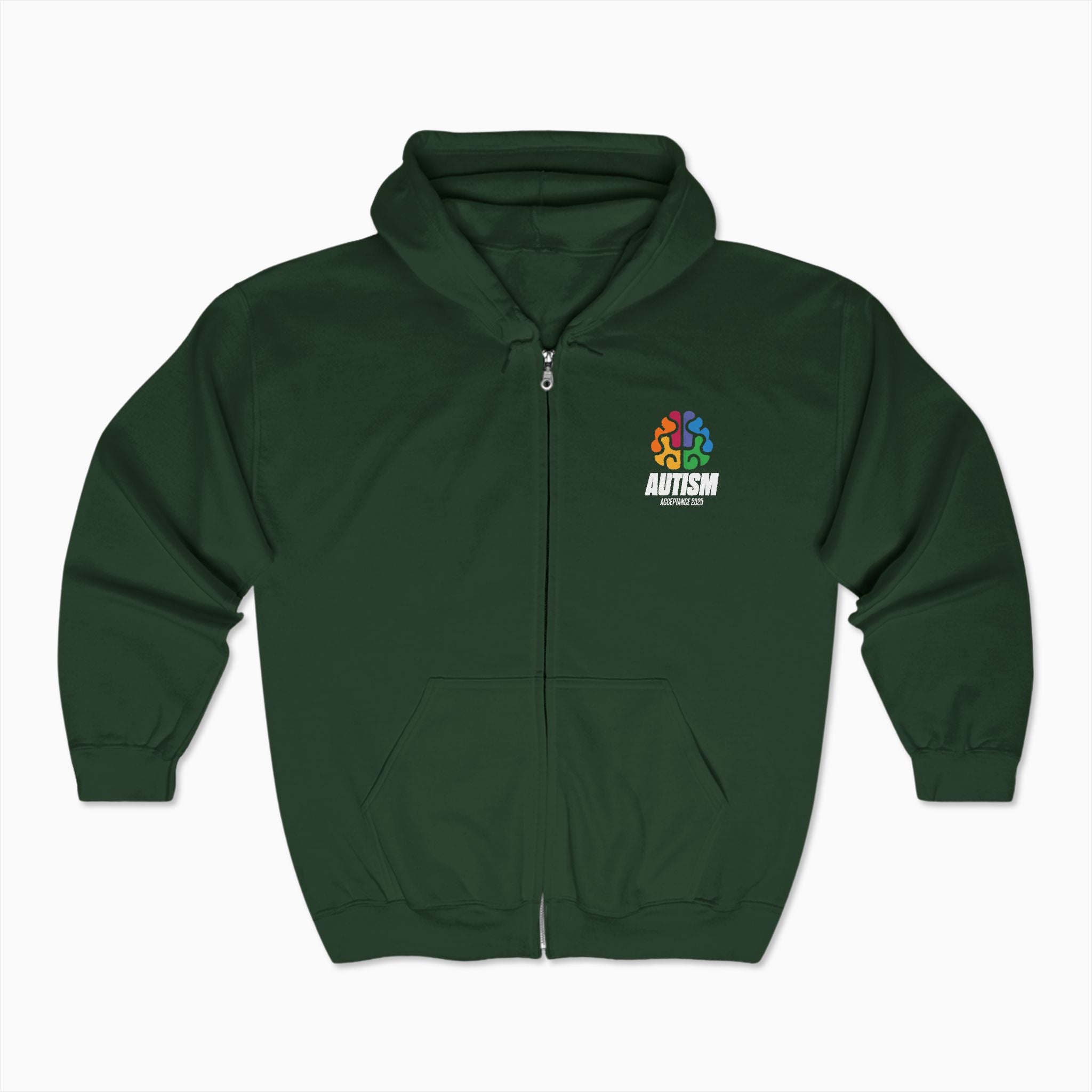 Autism Awareness 2025 - Brainbow Zip Up Hoodie