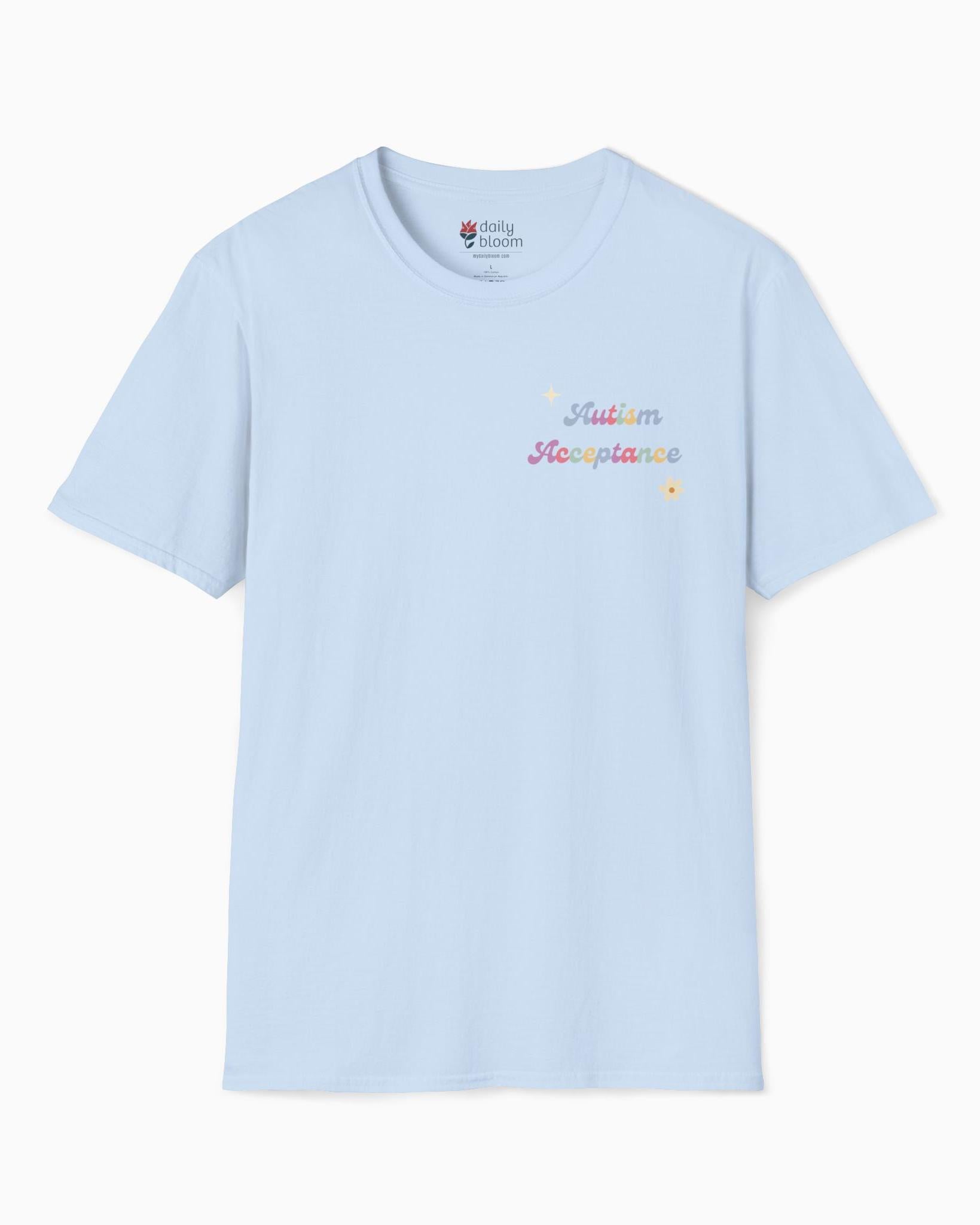  Back Print-Light Blue-Neurodiversity, ADHD & Autism Awareness & Acceptance T-Shirt by Daily Bloom