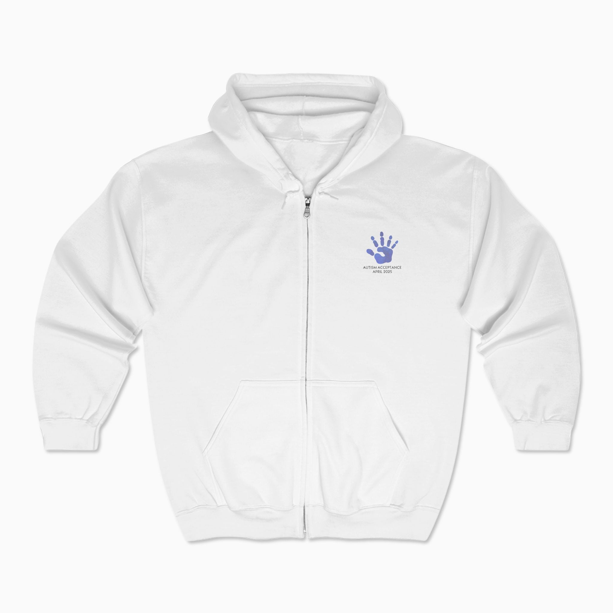 Autism Awareness 2025 - Affirmations Handprints Zip Up Hoodie