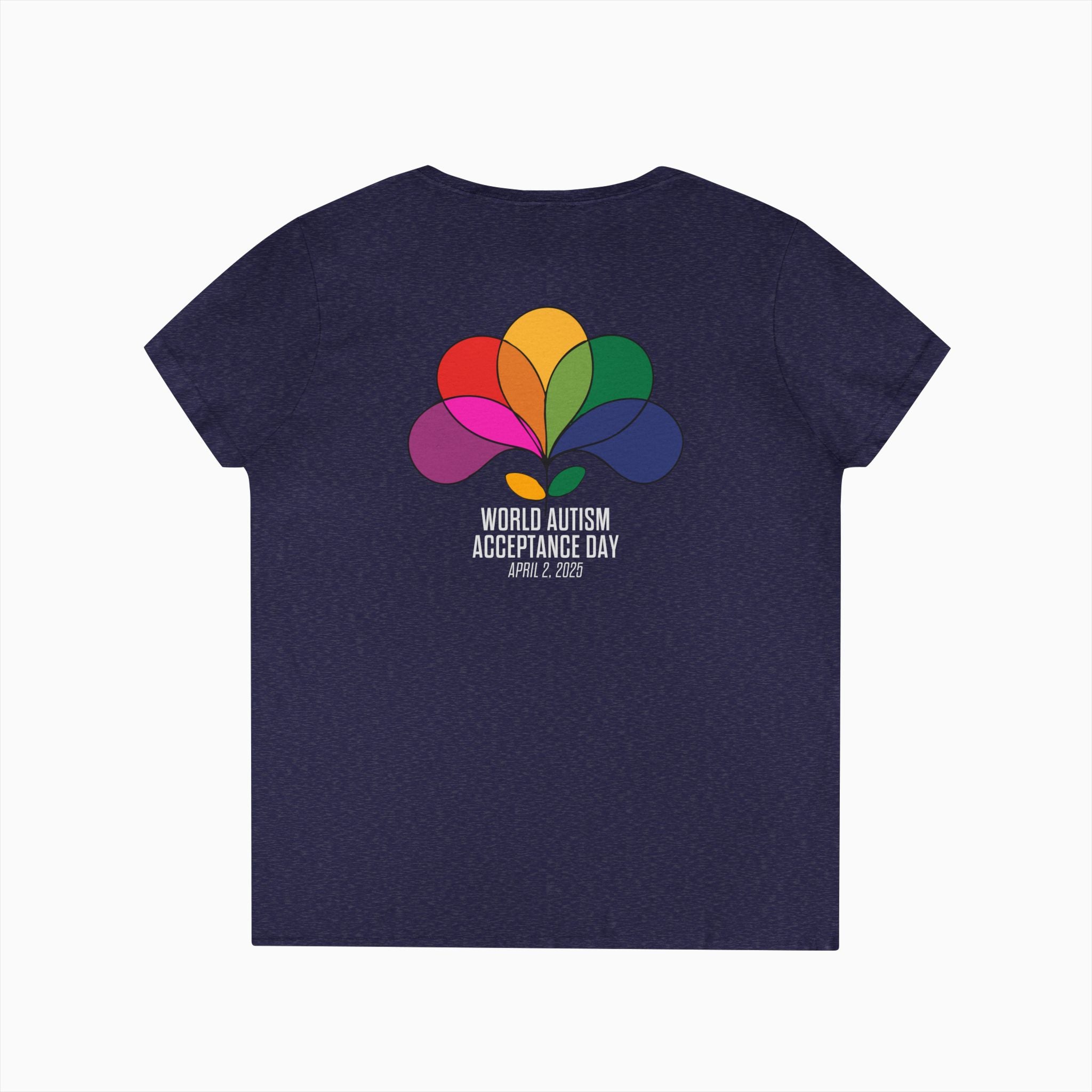 Autism Awareness 2025 - Spectrum in Bloom Ladies V-Neck T-Shirt