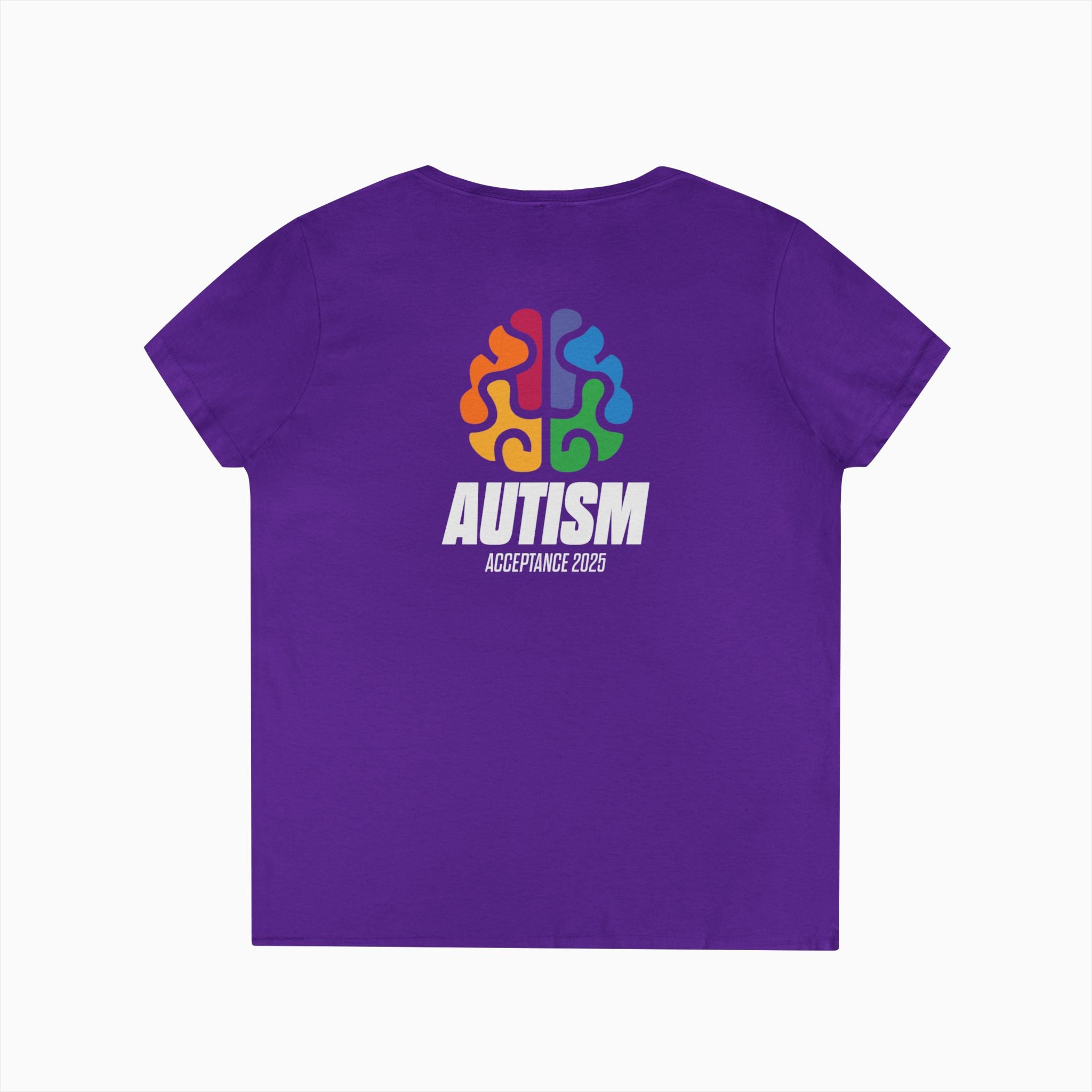 Autism Awareness 2025 - Brainbow Ladies V-Neck T-Shirt
