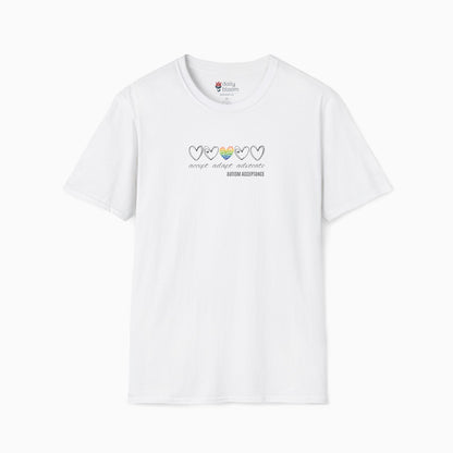 Accept Adapt Advocate Rainbow Love Heart Tee