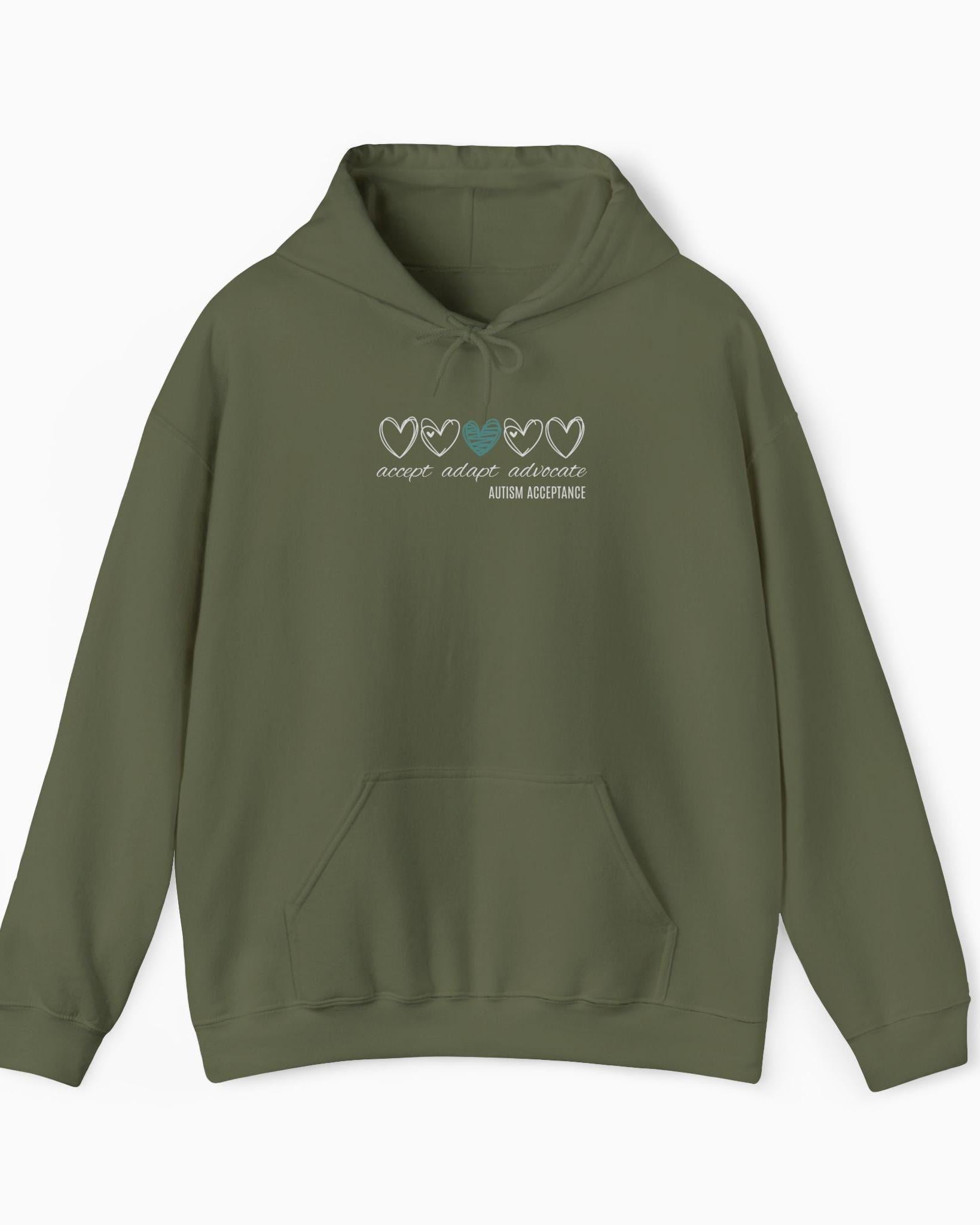 Accept Adapt Advocate Love Hearts Hoodie