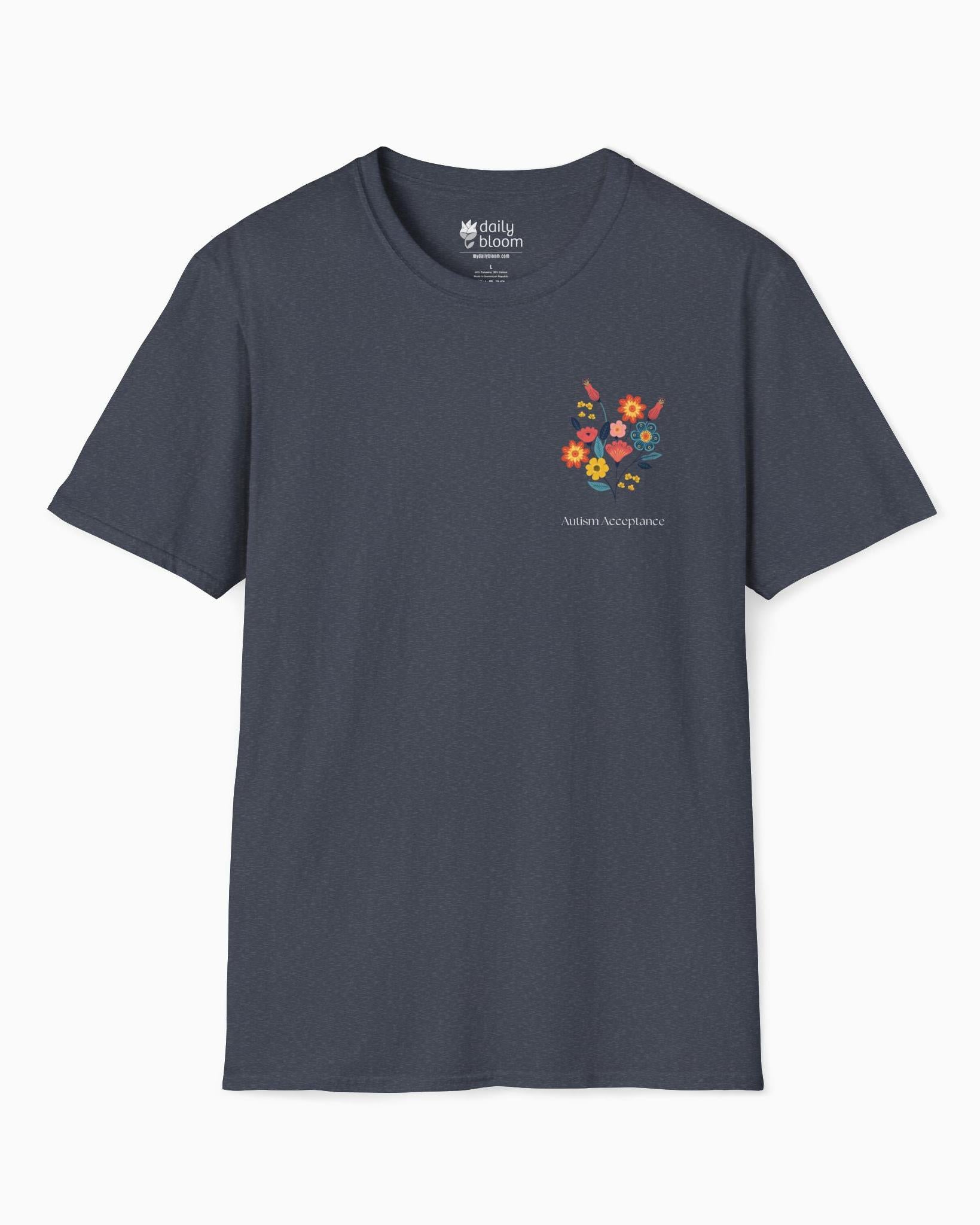 Advocate Support Empower Tee-Heather Navy-Neurodiversity, ADHD & Autism Awareness & Acceptance T-Shirt by Daily Bloom