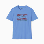 Awareness Informs Acceptance Transforms Tee-Carolina Blue-Neurodiversity, ADHD & Autism Awareness & Acceptance T-Shirt by Daily Bloom