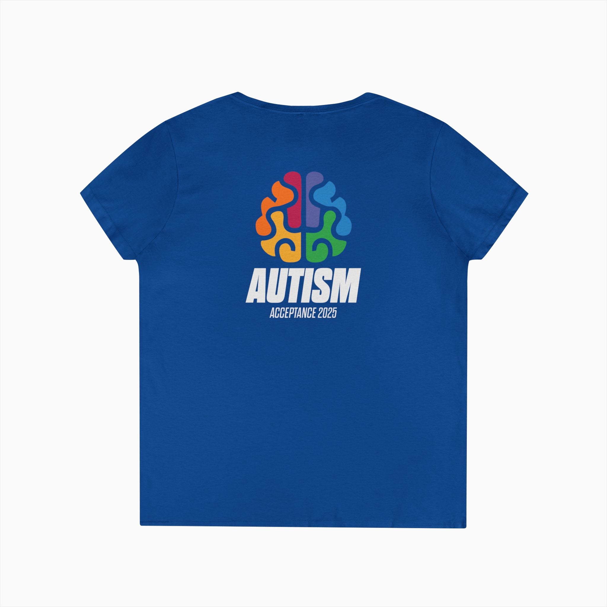 Autism Awareness 2025 - Brainbow Ladies V-Neck T-Shirt