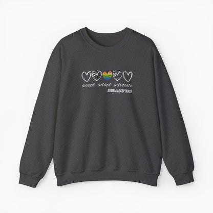 Accept Adapt Advocate Rainbow Love Heart Sweatshirt