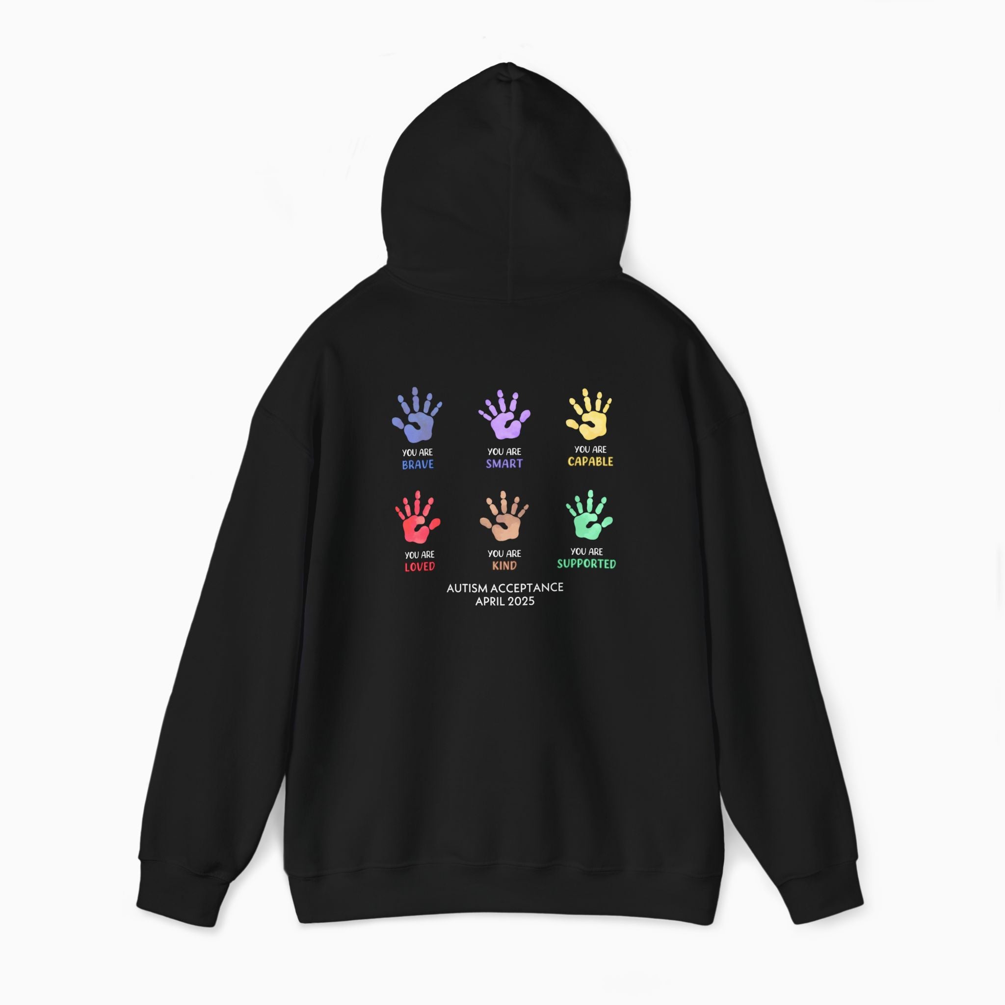 Autism Awareness 2025 - Affirmation Handprints Hoodie