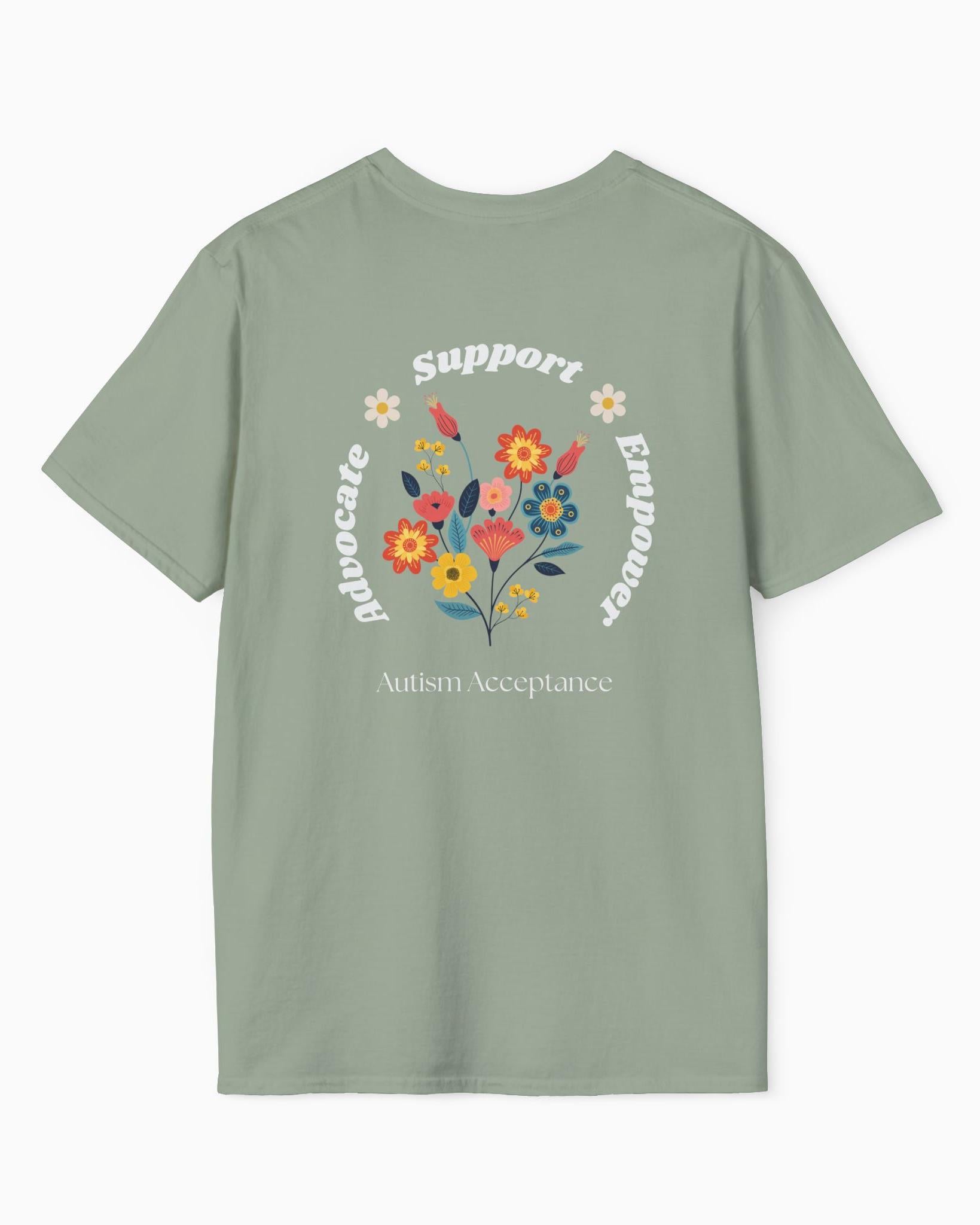 Advocate Support Empower Tee-Neurodiversity, ADHD & Autism Awareness & Acceptance T-Shirt by Daily Bloom