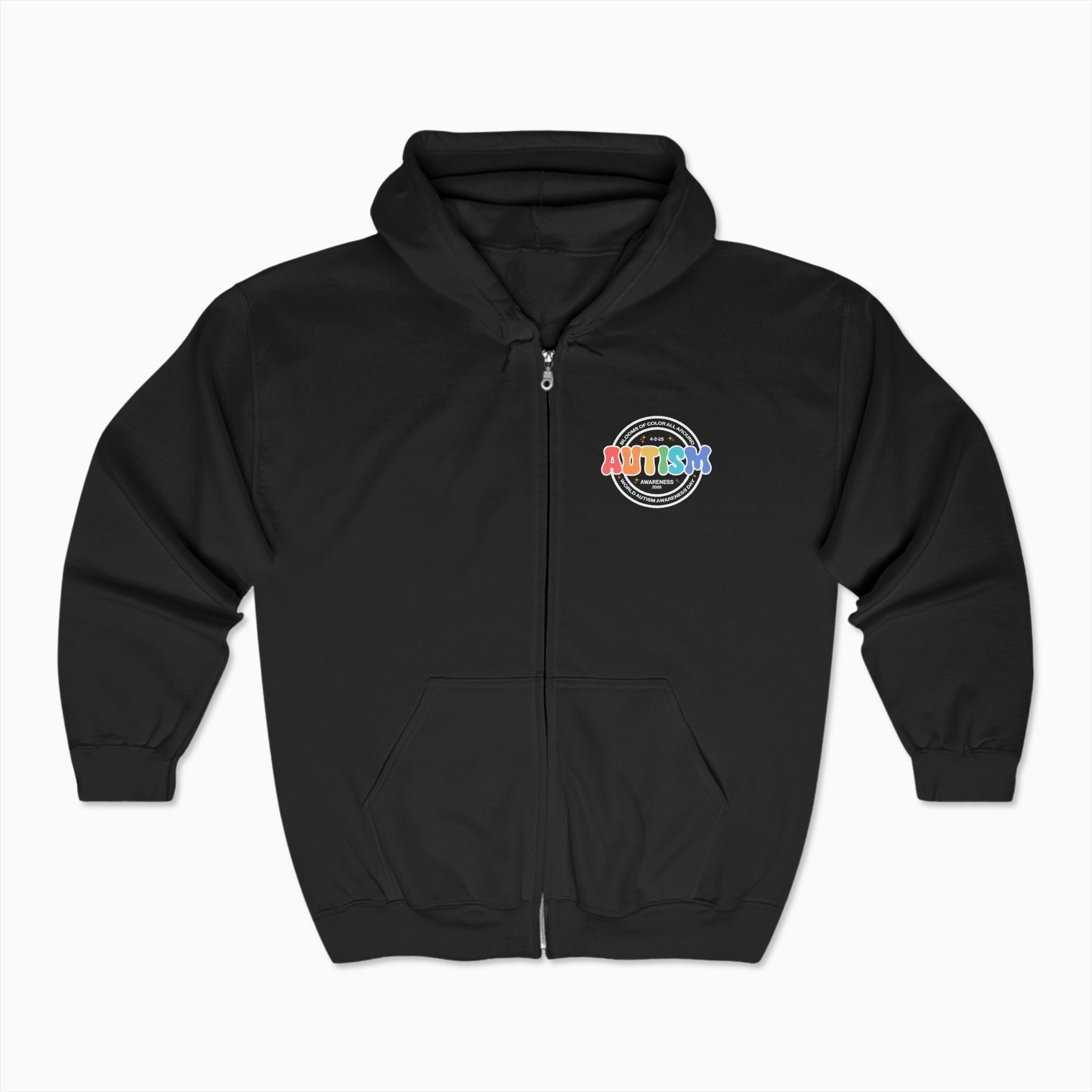 Autism Awareness 2025 - Blooms of Color All Around Zip Up Hoodie