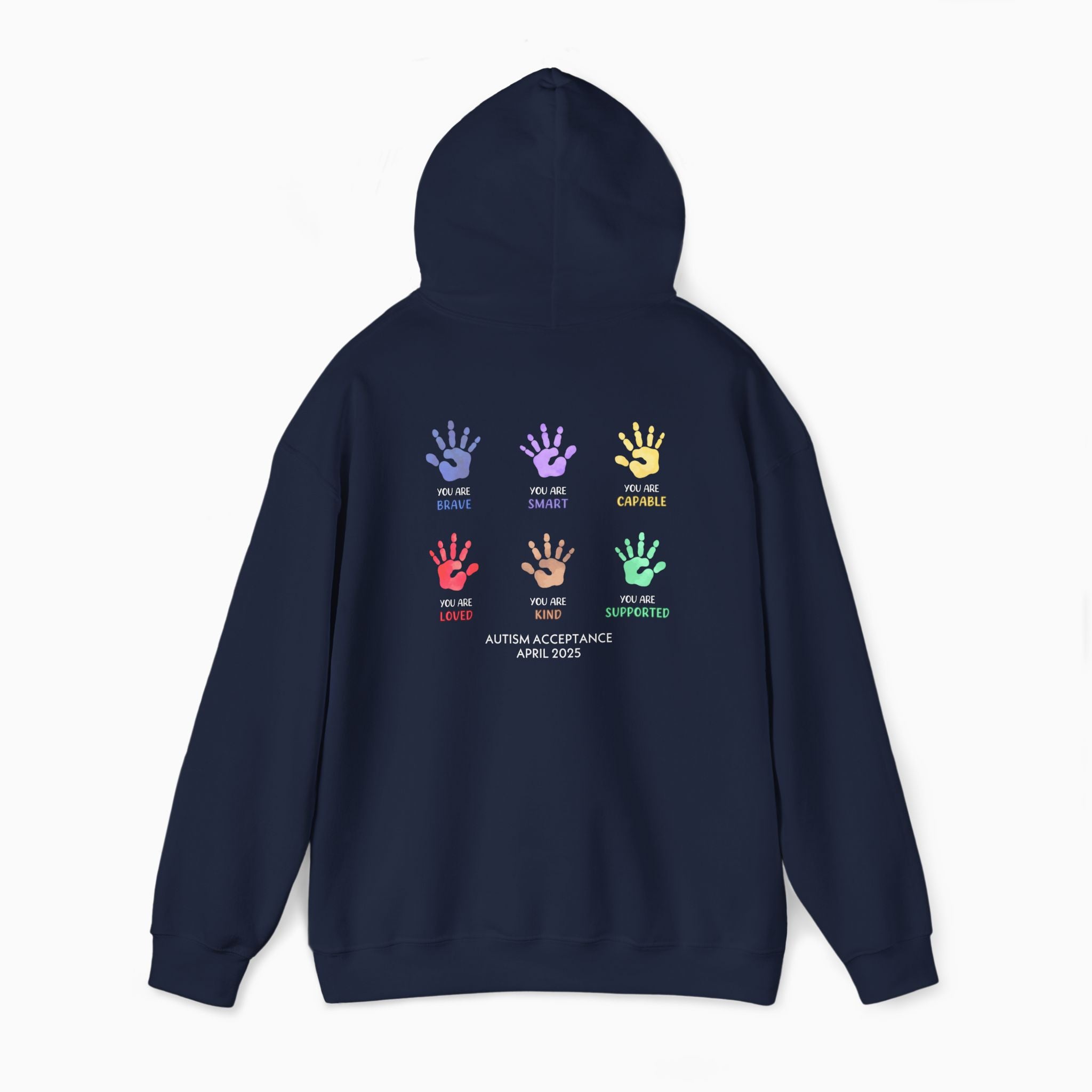 Autism Awareness 2025 - Affirmation Handprints Hoodie