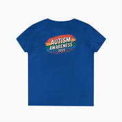 Autism Awareness 2025 - Brushstrokes of Awareness Ladies V-Neck T-Shirt