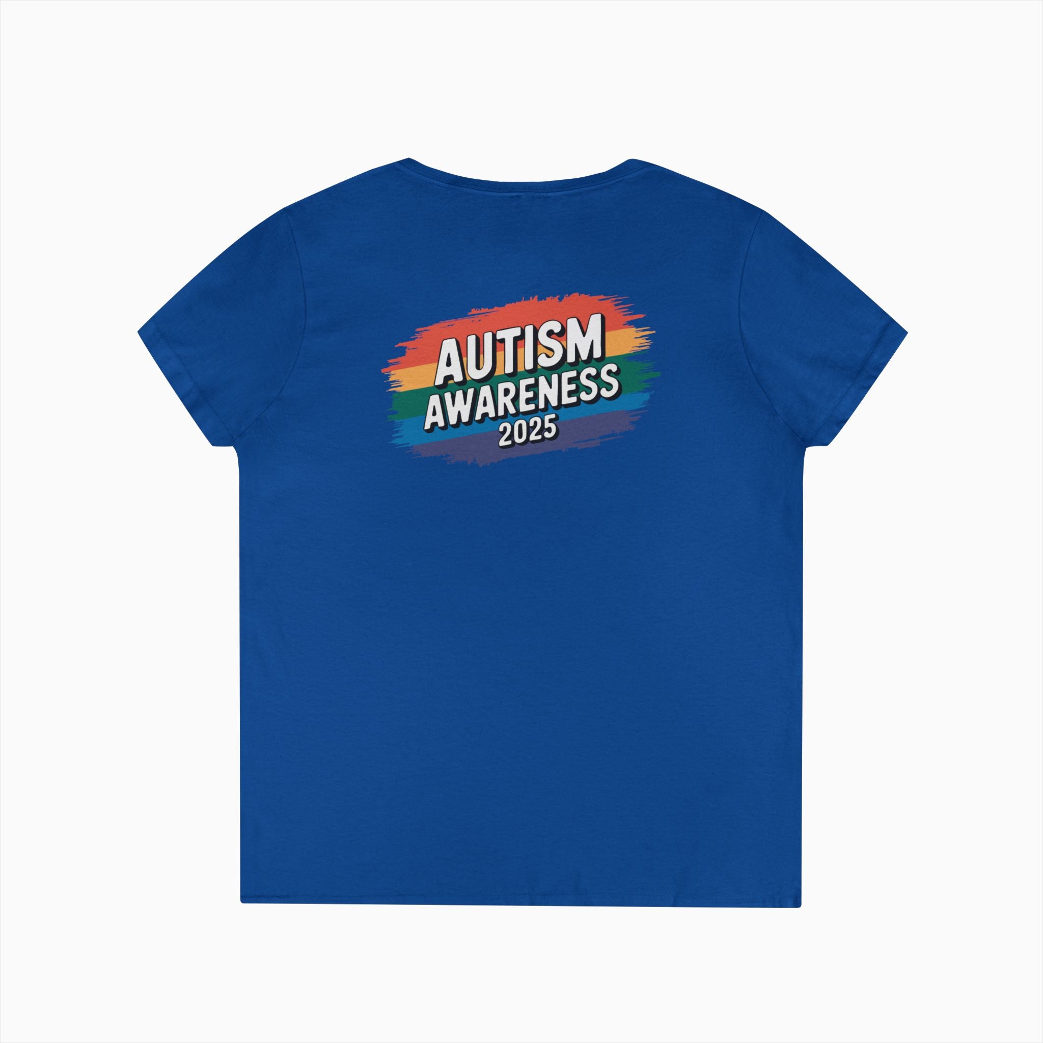 Autism Awareness 2025 - Brushstrokes of Awareness Ladies V-Neck T-Shirt