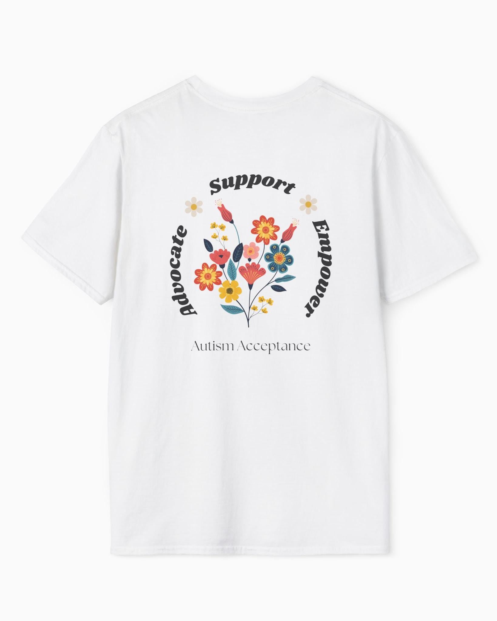 Advocate Support Empower Tee-Neurodiversity, ADHD & Autism Awareness & Acceptance T-Shirt by Daily Bloom