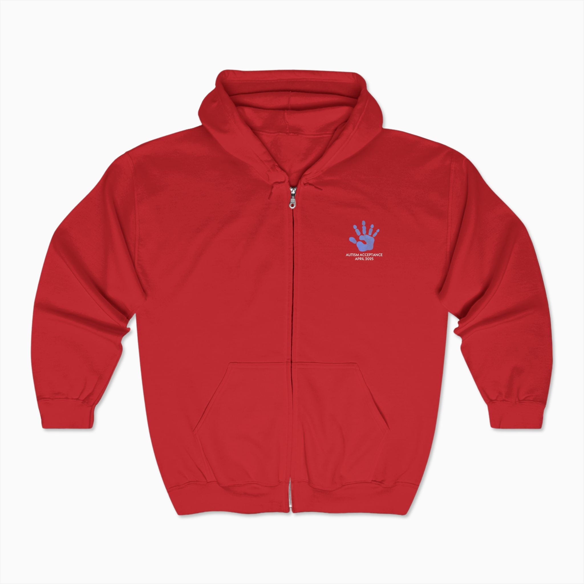 Autism Awareness 2025 - Affirmations Handprints Zip Up Hoodie