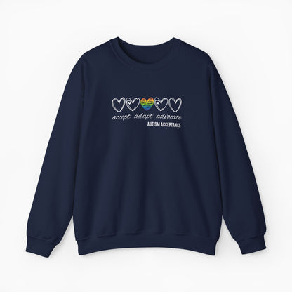 Accept Adapt Advocate Rainbow Love Heart Sweatshirt