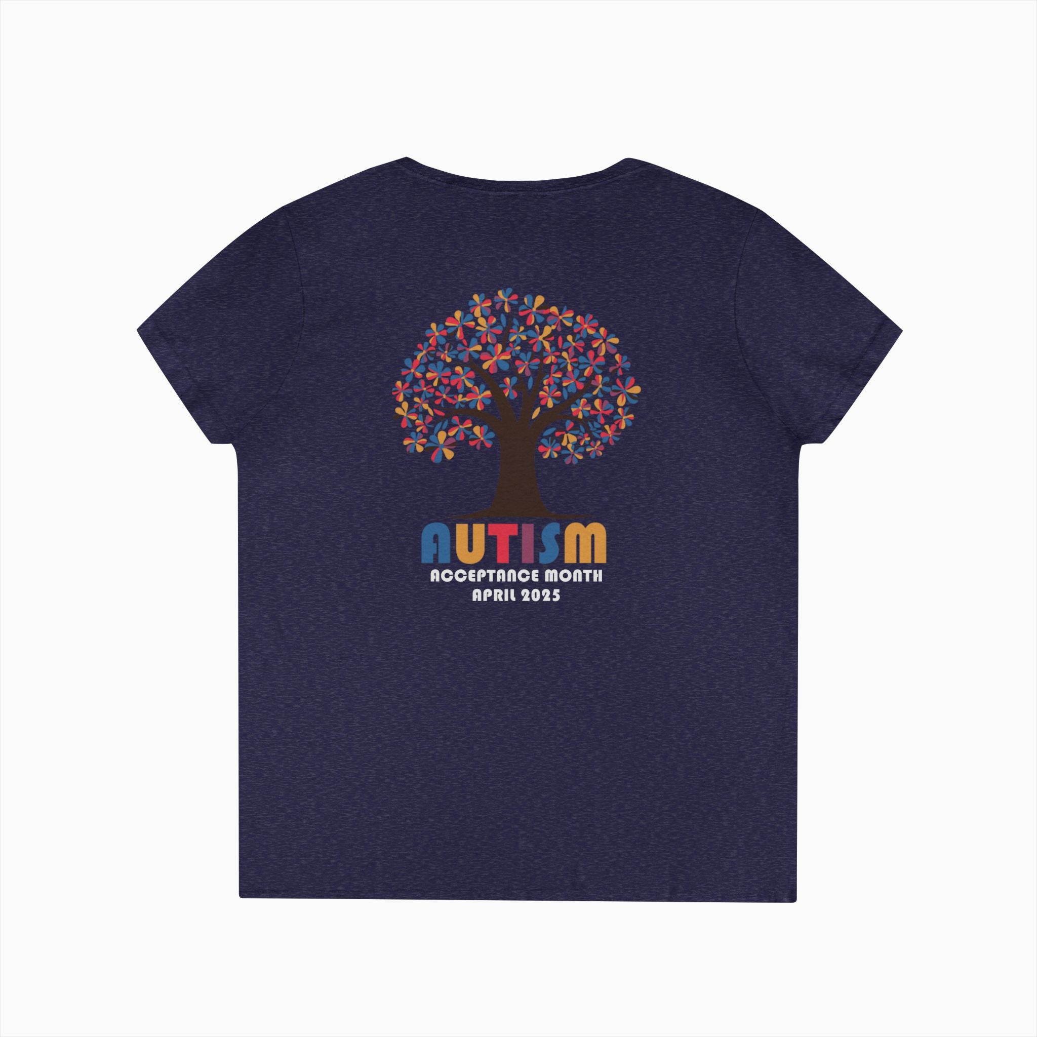 Autism Awareness 2025 - Tree of Acceptance Ladies V-Neck T-Shirt