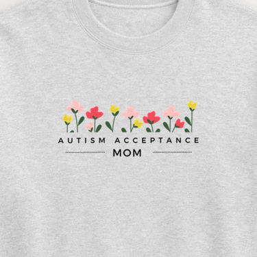 Autism Acceptance Mom Sweatshirt Ash sweatshirt, design close-up