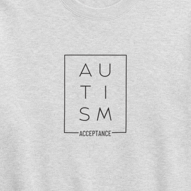 Autism Acceptance Box Sweatshirt Ash sweatshirt, design close-up