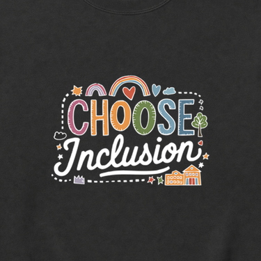 Choose Inclusion Sweatshirt Black sweatshirt, design close-up