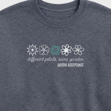 Different Petals Same Garden Flower Sketches Sweatshirt Dark Heather sweatshirt, design close-up