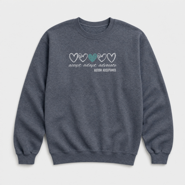 Accept Adapt Advocate Love Hearts Sweatshirt Dark Heather sweatshirt, front
