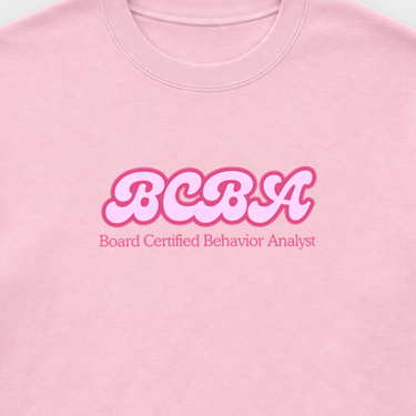 BCBA Groovy Sweatshirt Light Pink sweatshirt, design close-up